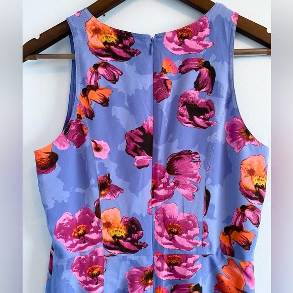 Banana Republic Blue and Purple Floral Contrast Stitch Maxi Dress Size 4 - Picture 5 of 8